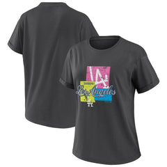 Los Angeles Dodgers WEAR by Erin Andrews Women's Domestic Box Color Boyfriend T-Shirt - Charcoal