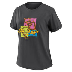 San Diego Padres WEAR by Erin Andrews Women's Domestic Box Color Boyfriend T-Shirt - Charcoal