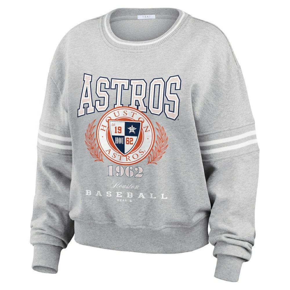 Houston Astros WEAR by Erin Andrews Women's Domestic Crest Pullover Sweatshirt - Heather Gray