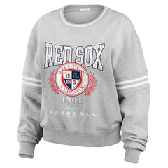 Boston Red Sox WEAR by Erin Andrews Women's Domestic Crest Pullover Sweatshirt - Heather Gray