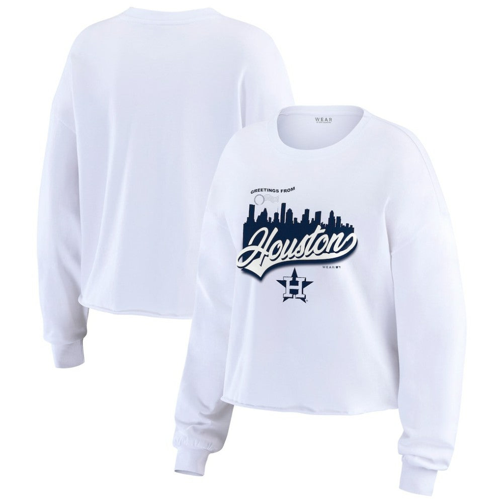 Houston Astros WEAR by Erin Andrews Women's Domestic Postcard Long Sleeve T-Shirt - White