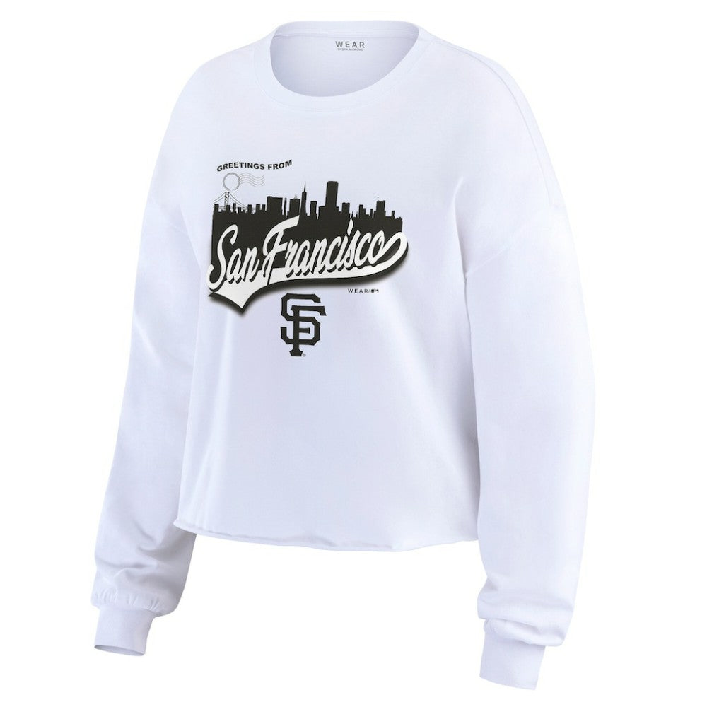 San Francisco Giants WEAR by Erin Andrews Women's Domestic Postcard Long Sleeve T-Shirt - White