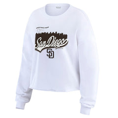 San Diego Padres WEAR by Erin Andrews Women's Domestic Postcard Long Sleeve T-Shirt - White