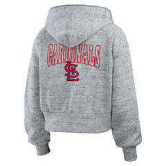 St. Louis Cardinals WEAR by Erin Andrews Women's Speckled Fleece Cropped Full-Zip Hoodie - Heather Gray