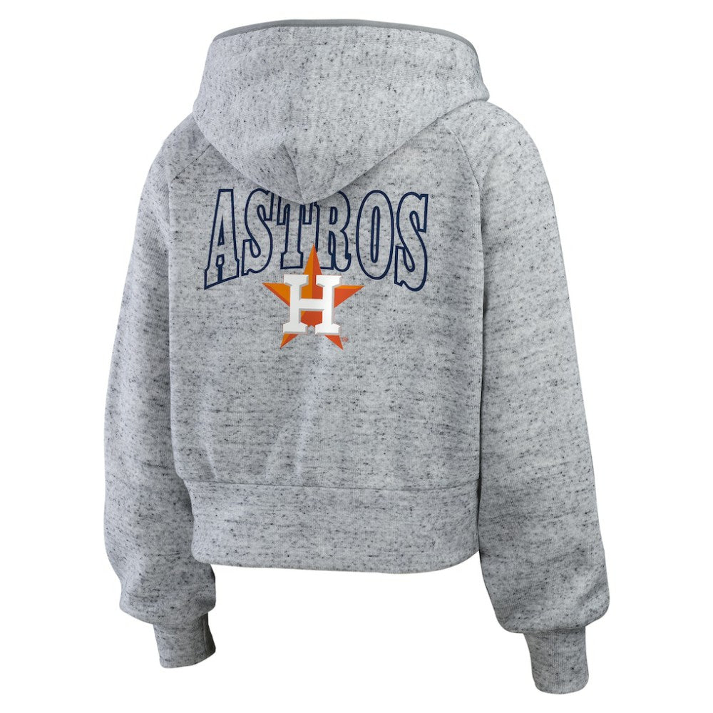 Houston Astros WEAR by Erin Andrews Women's Speckled Fleece Cropped Full-Zip Hoodie - Heather Gray