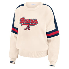Atlanta Braves WEAR by Erin Andrews Women's Stripe Pullover Sweater - Cream