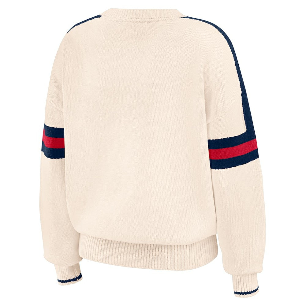 Atlanta Braves WEAR by Erin Andrews Women's Stripe Pullover Sweater - Cream