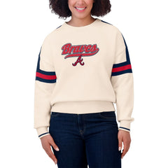 Atlanta Braves WEAR by Erin Andrews Women's Stripe Pullover Sweater - Cream