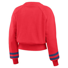 Philadelphia Phillies WEAR by Erin Andrews Women's Vintage Washed Cropped Pullover Sweatshirt - Red