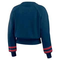 Minnesota Twins WEAR by Erin Andrews Women's Vintage Washed Cropped Pullover Sweatshirt - Navy