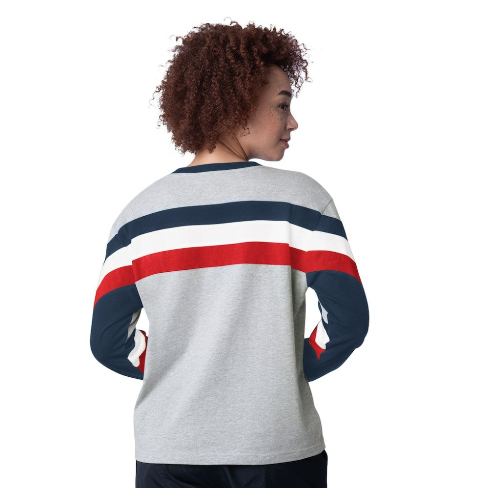 Atlanta Braves Starter Women's Triple A Fashion Color Block Long Sleeve Top - Heather Gray