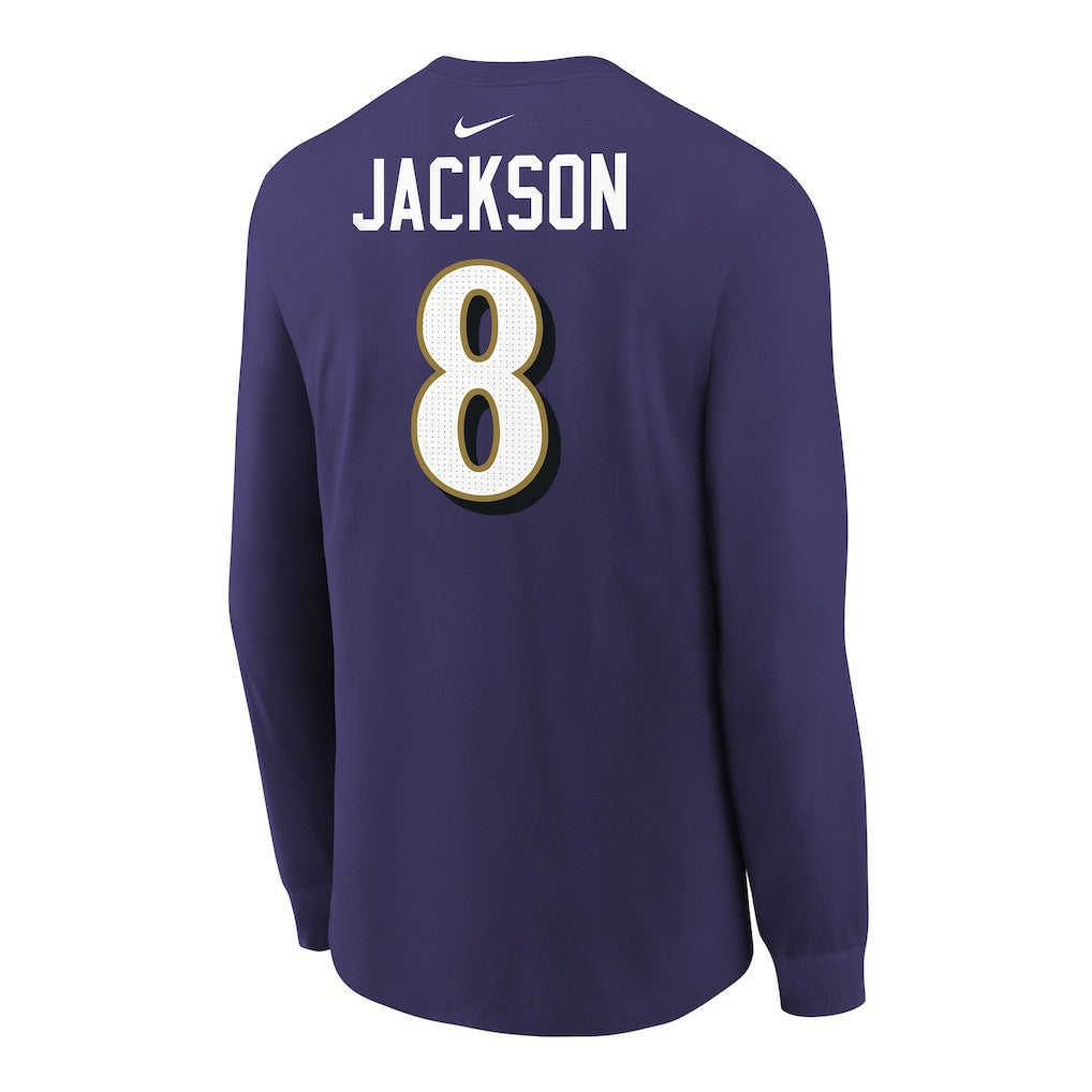 Lamar Jackson Baltimore Ravens Youth Player Name & Number Long Sleeve T-Shirt - Purple | Nike sale