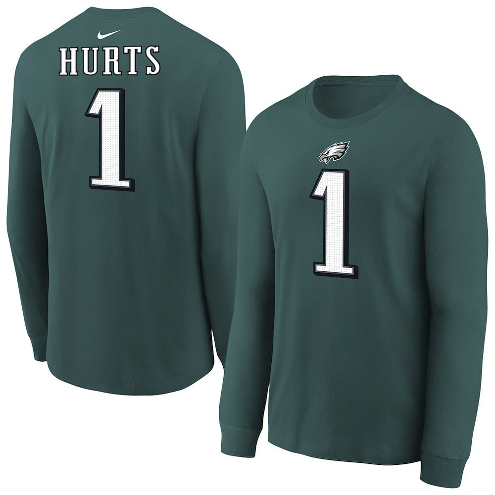 Jalen Hurts Philadelphia Eagles Youth Player Name & Number Long Sleeve T-Shirt - Midnight Green | Nike outlet