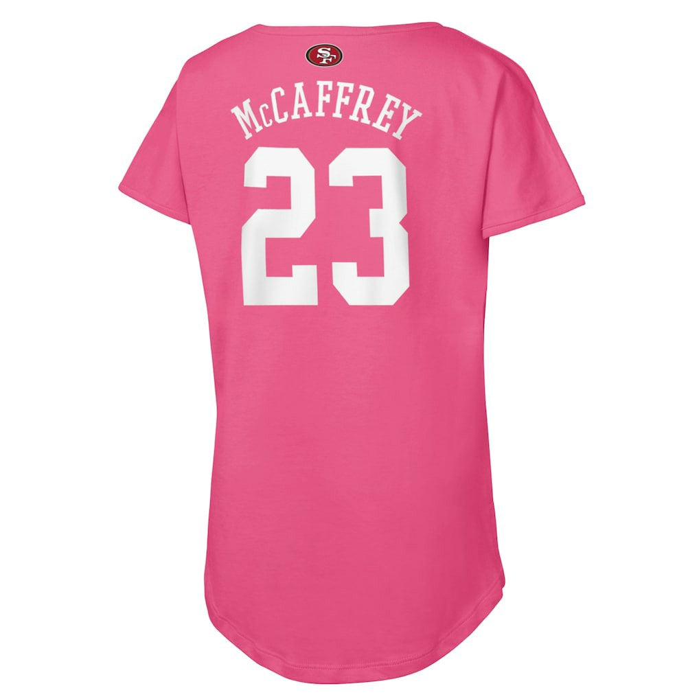 Christian McCaffrey San Francisco 49ers Girls Youth Player Name & Number T-Shirt - Pink on sale