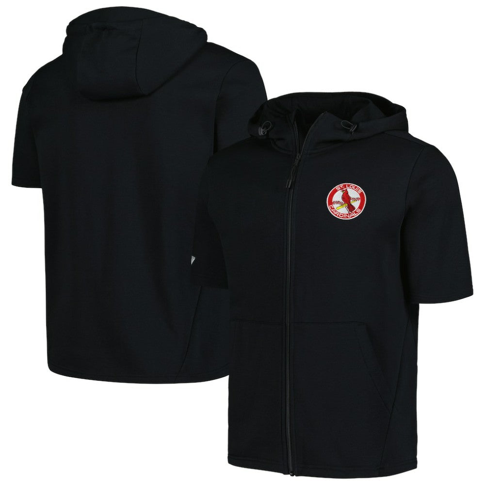St. Louis Cardinals Levelwear Recruit Short Sleeve Full-Zip Hoodie - Black