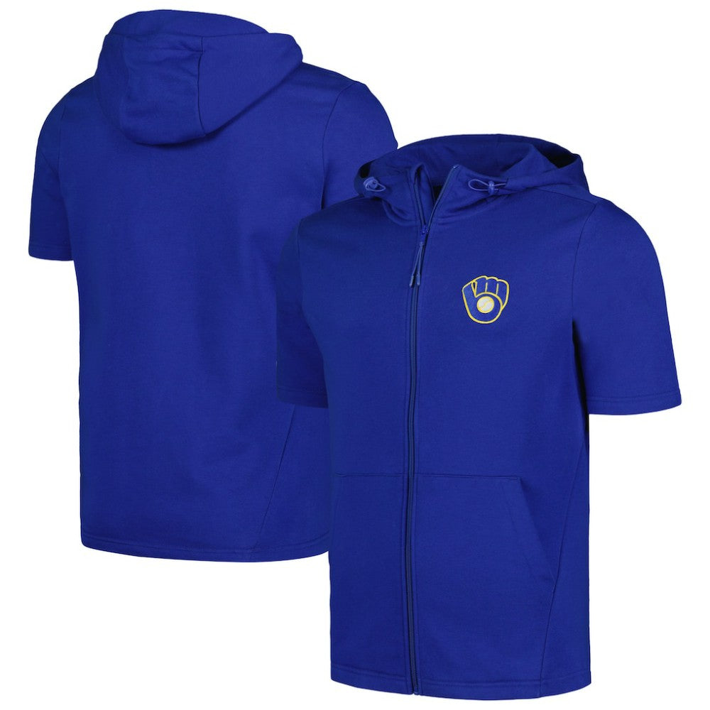 Milwaukee Brewers Levelwear Recruit Short Sleeve Full-Zip Hoodie - Royal