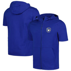 Milwaukee Brewers Levelwear Recruit Short Sleeve Full-Zip Hoodie - Royal