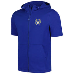 Milwaukee Brewers Levelwear Recruit Short Sleeve Full-Zip Hoodie - Royal