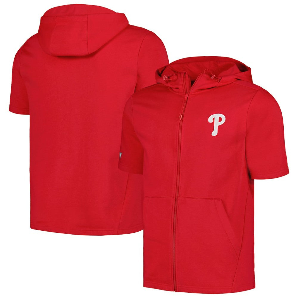 Philadelphia Phillies Levelwear Recruit Short Sleeve Full-Zip Hoodie - Red