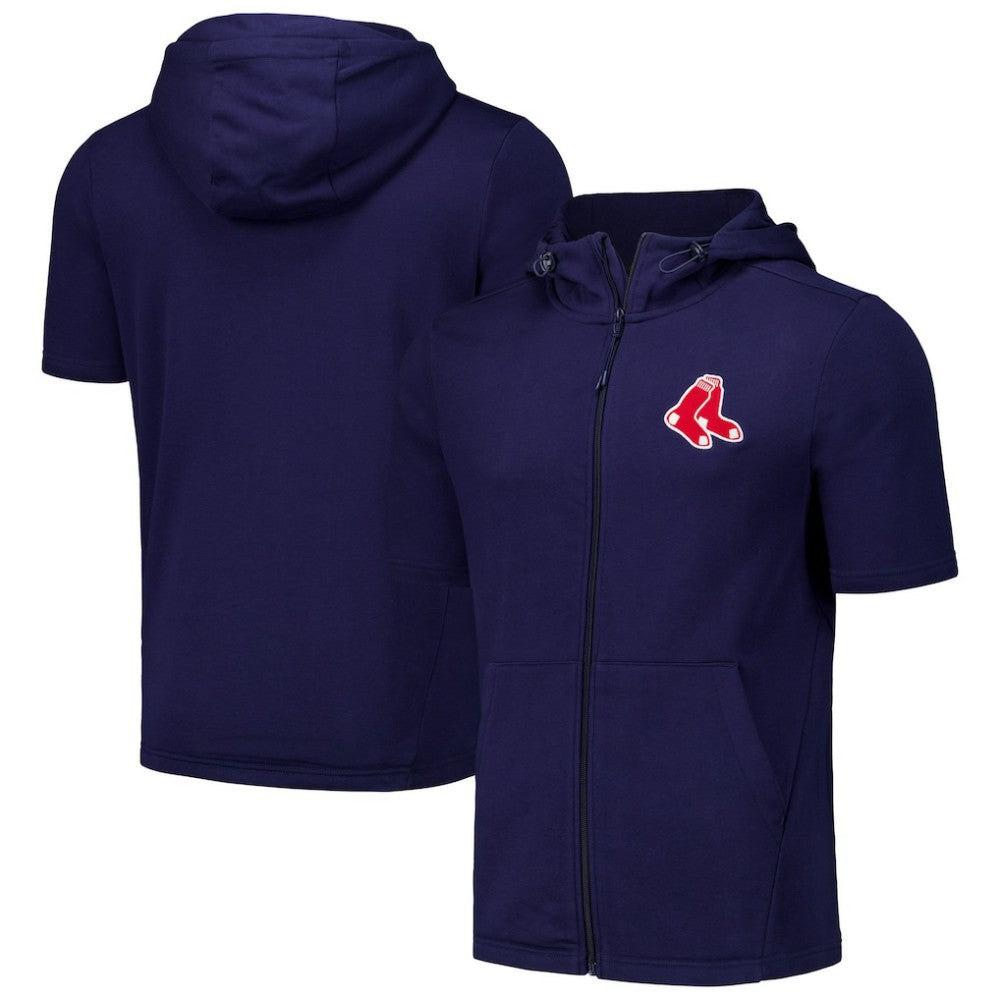 Boston Red Sox Levelwear Recruit Short Sleeve Full-Zip Hoodie - Navy