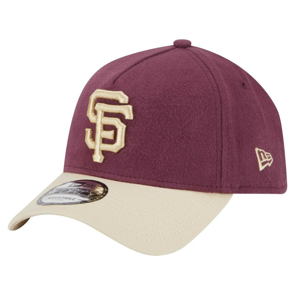 San Francisco Giants Moleskin Crown A-Frame 9FORTY Adjustable Hat - Maroon | New Era