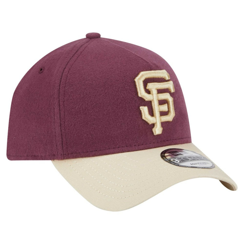 San Francisco Giants Moleskin Crown A-Frame 9FORTY Adjustable Hat - Maroon | New Era