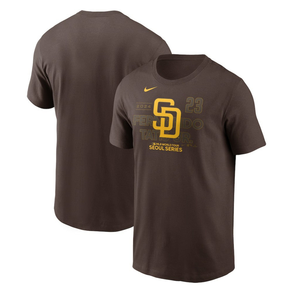 Fernando Tatis Jr. San Diego Padres 2024 MLB World Tour Seoul Series Player Name & Number Event Stack T-Shirt - Brown | Nike