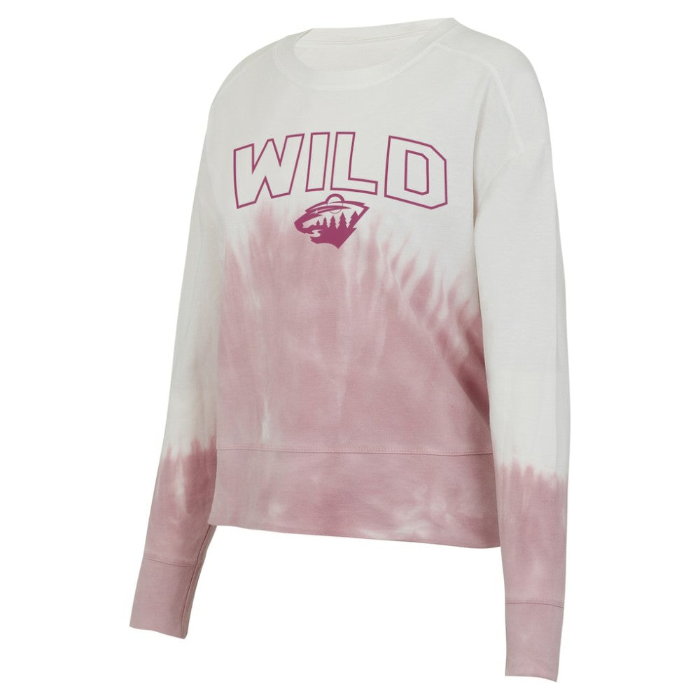 Minnesota Wild Concepts Sport Women's Orchard Tie-Dye Long Sleeve Top Pink/White