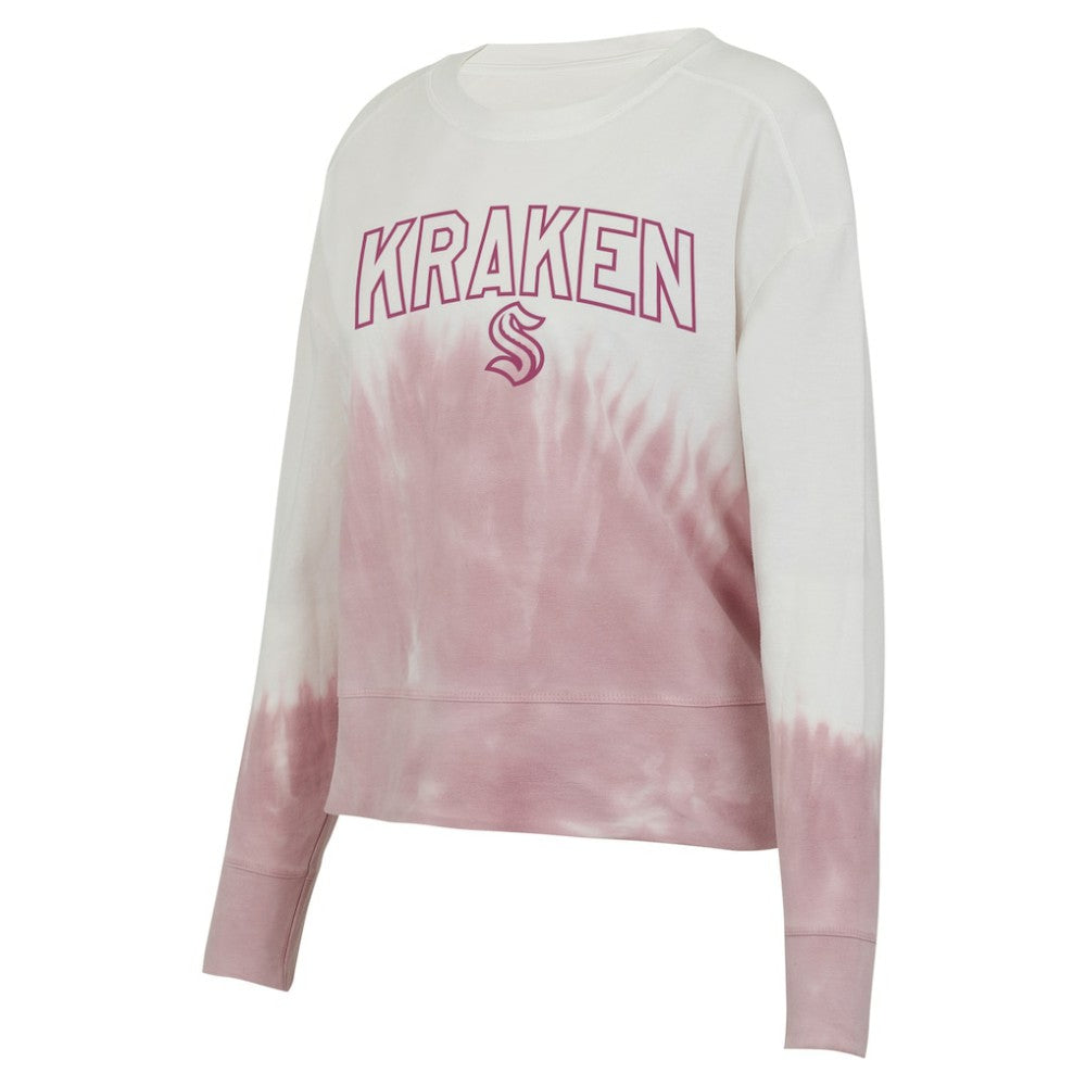 Seattle Kraken Concepts Sport Women's Orchard Tie-Dye Long Sleeve Top Pink/White