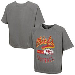 Kansas City Chiefs Women's Mineral Wash Short Sleeve Top - Gray on sale
