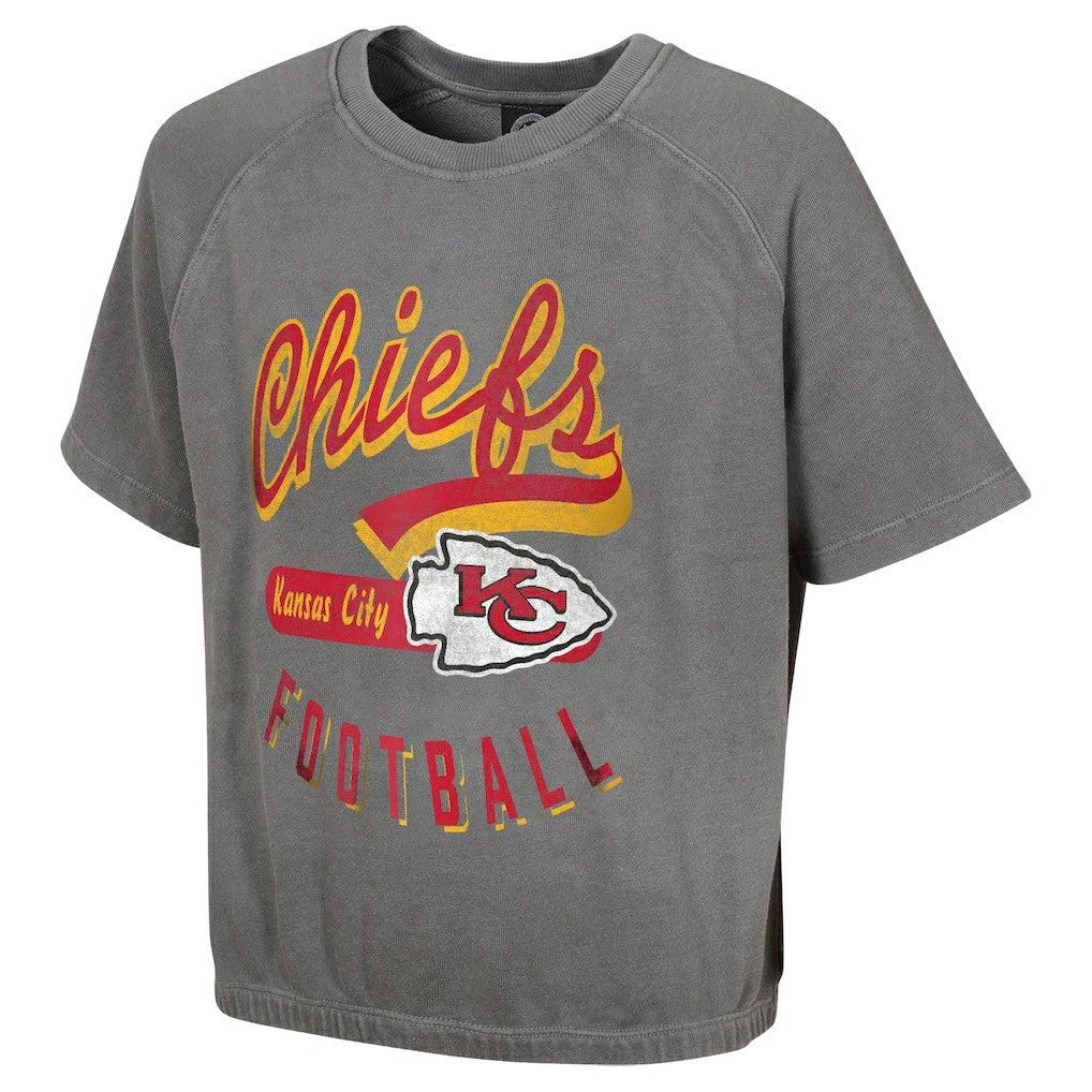 Kansas City Chiefs Women's Mineral Wash Short Sleeve Top - Gray on sale