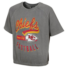 Kansas City Chiefs Women's Mineral Wash Short Sleeve Top - Gray on sale