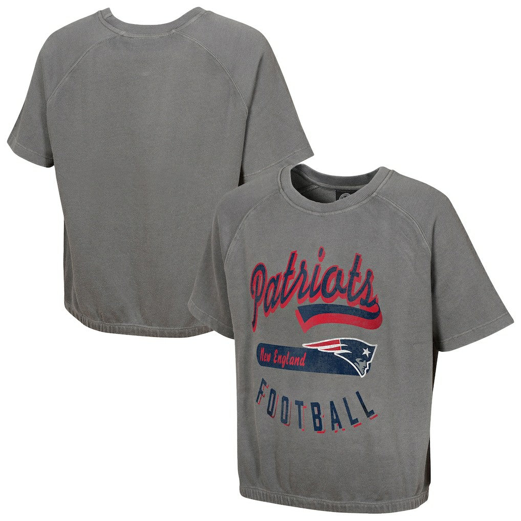 New England Patriots Women's Mineral Wash Short Sleeve Top - Gray on sale
