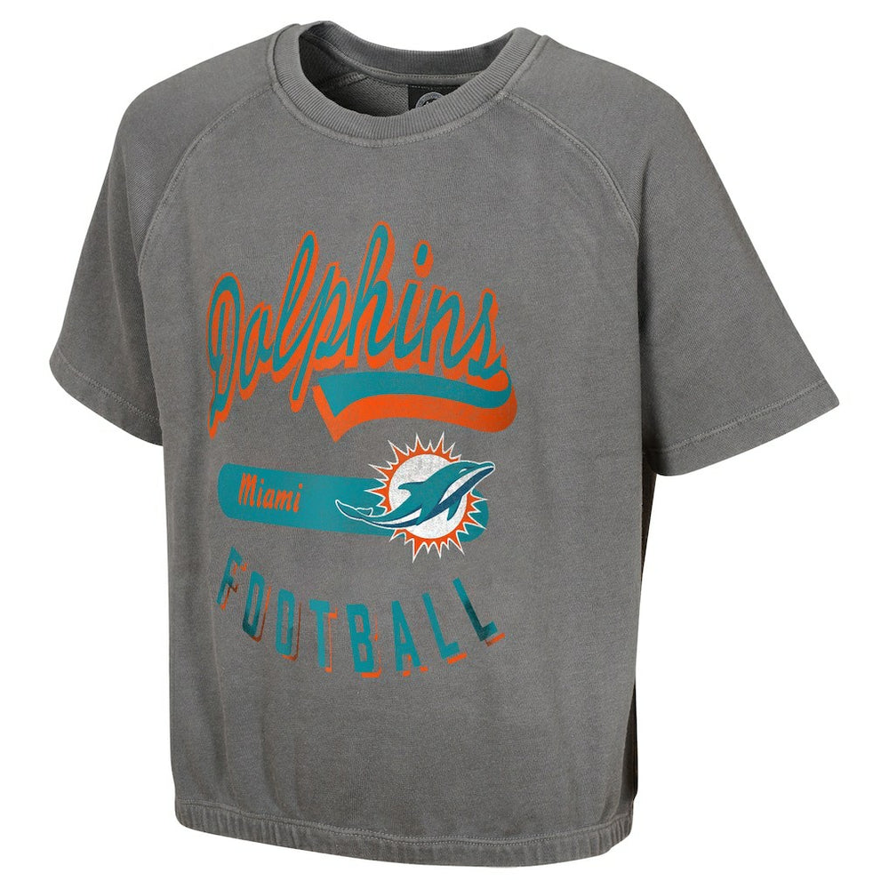 Miami Dolphins Women's Mineral Wash Short Sleeve Top - Gray on sale