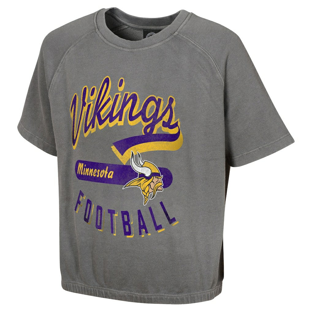 Minnesota Vikings Women's Mineral Wash Short Sleeve Top - Gray outlet