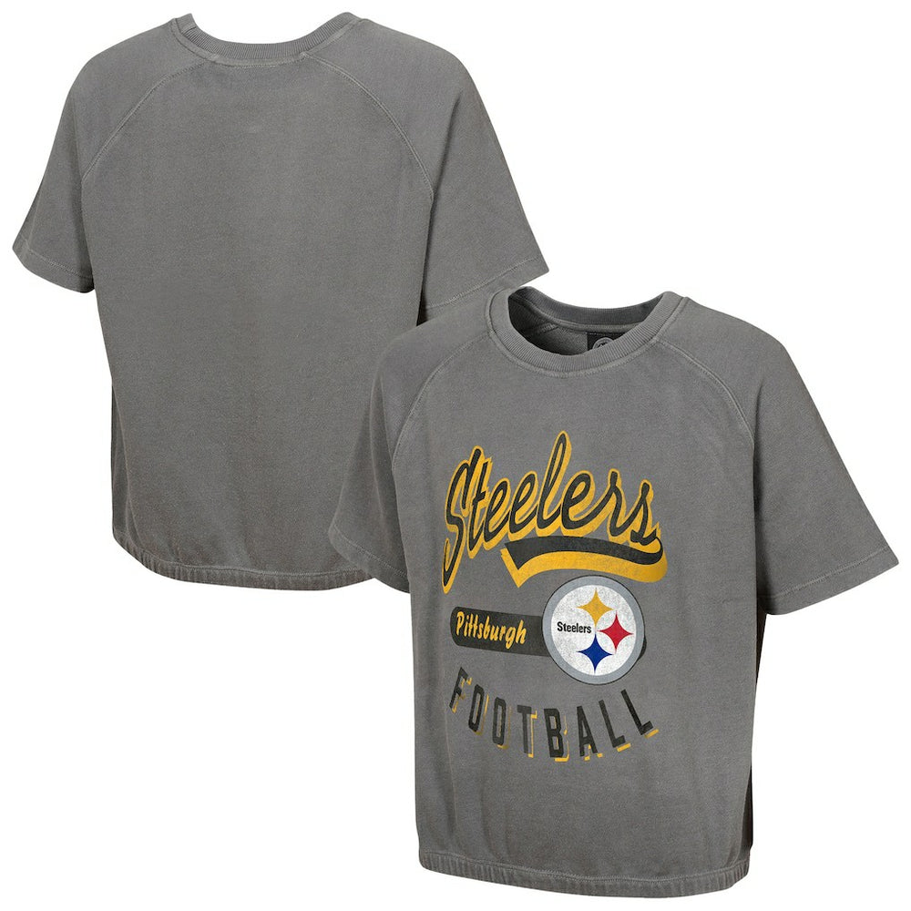 Pittsburgh Steelers Women's Mineral Wash Short Sleeve Top - Gray sale