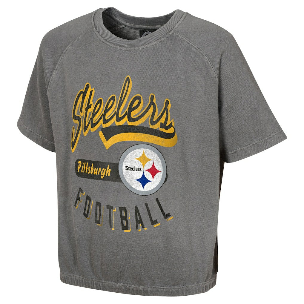 Pittsburgh Steelers Women's Mineral Wash Short Sleeve Top - Gray sale