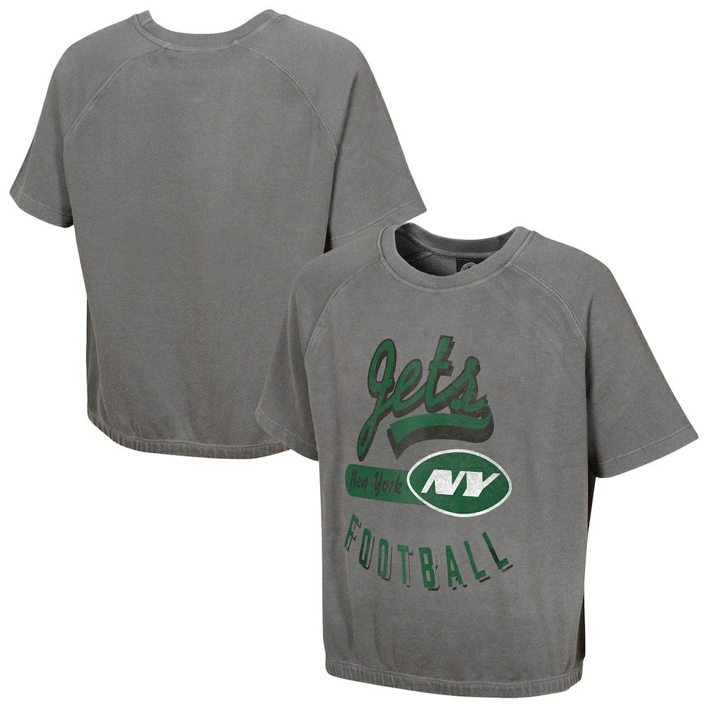 New York Jets Women's Mineral Wash Short Sleeve Top - Gray sale
