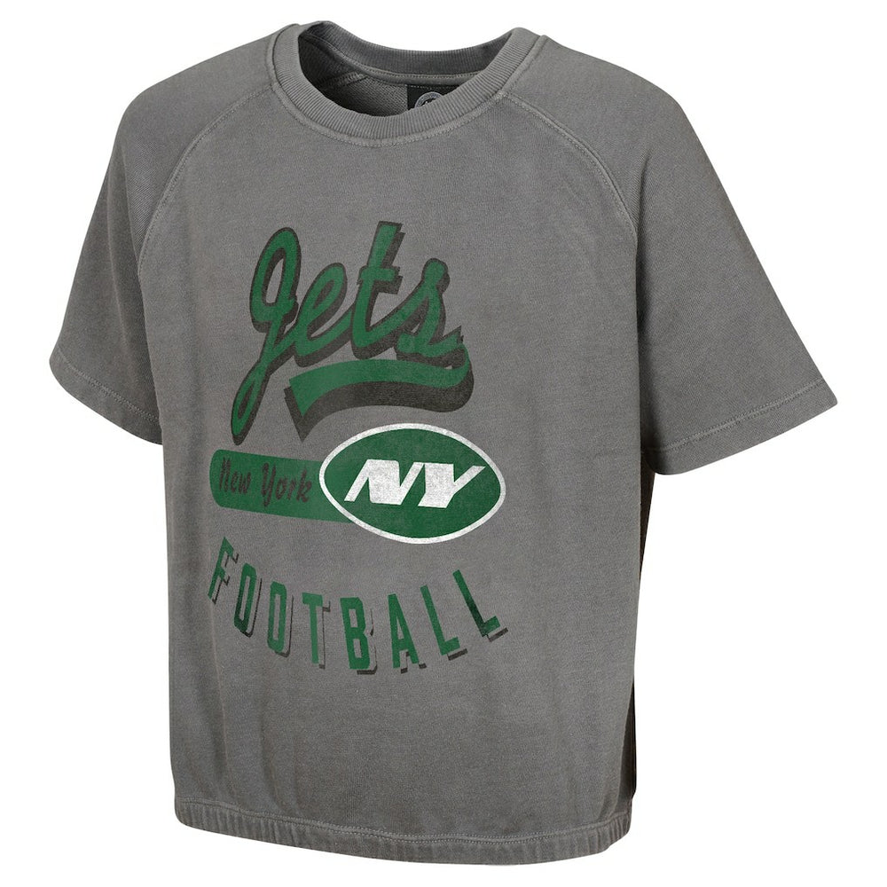 New York Jets Women's Mineral Wash Short Sleeve Top - Gray sale