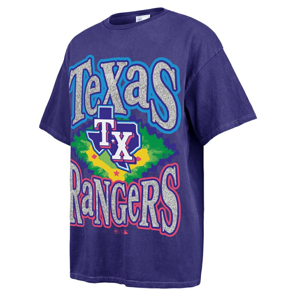 Texas Rangers Women's Flashing Lights Boyfriend T-Shirt - Navy | 47 brand