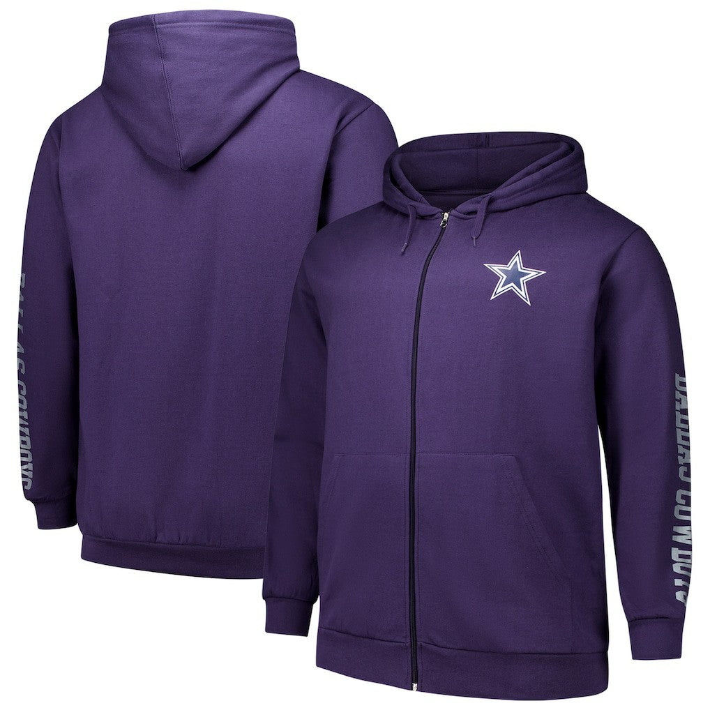 Dallas Cowboys Big & Tall Sleeve Hit Full-Zip Hoodie - Purple cheap