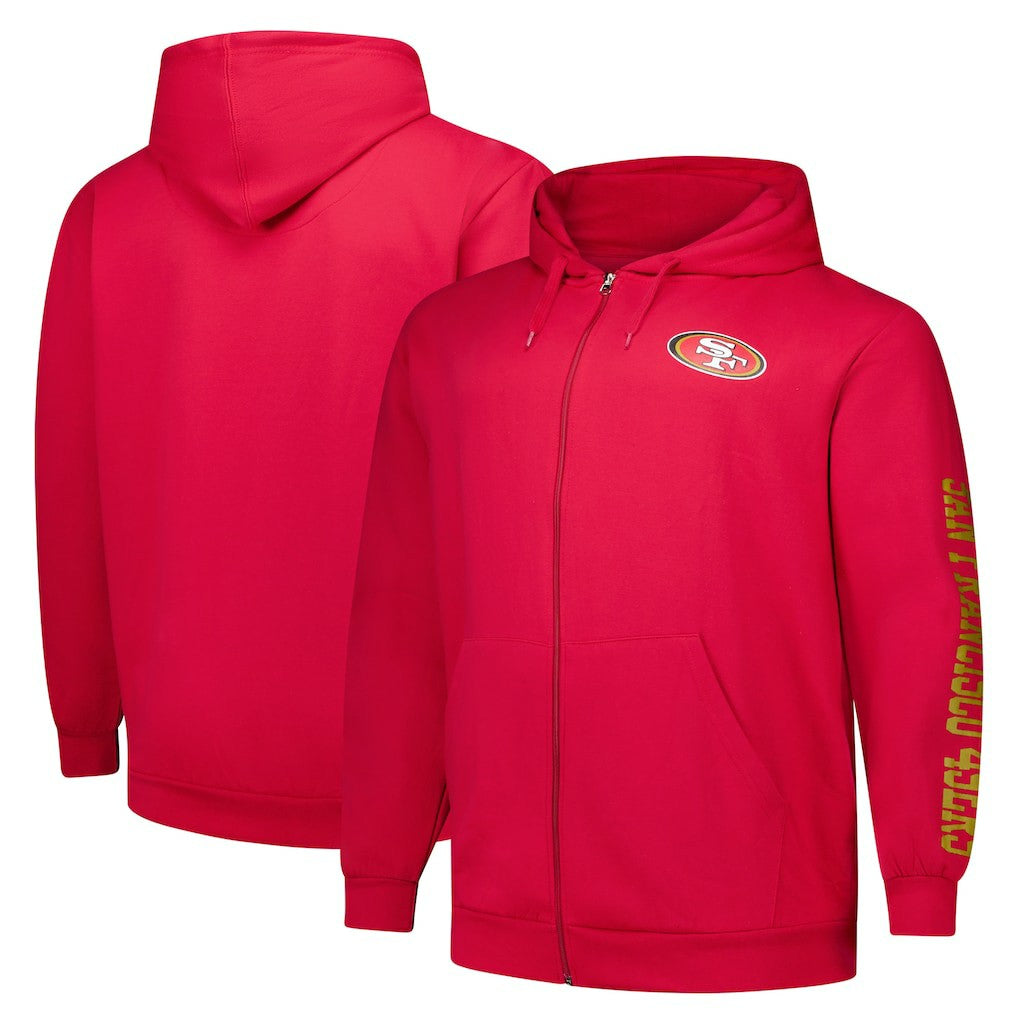 San Francisco 49ers Big & Tall Sleeve Hit Full-Zip Hoodie - Scarlet cheap