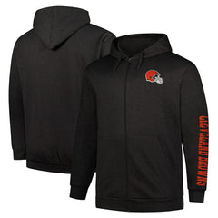 Cleveland Browns Big & Tall Sleeve Hit Full-Zip Hoodie - Heather Charcoal discount