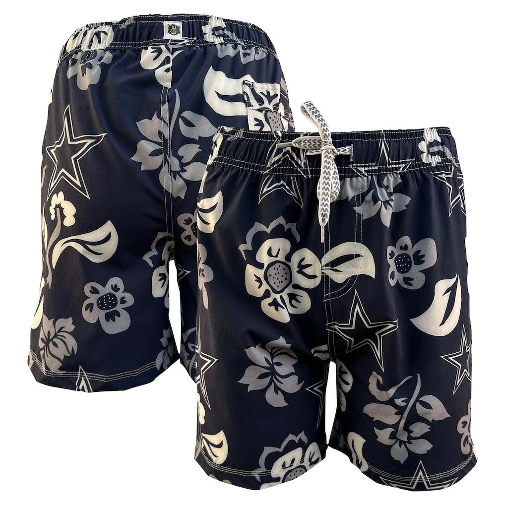 Dallas Cowboys Wes & Willy Youth Floral Volley Swim Trunks - Navy for sale