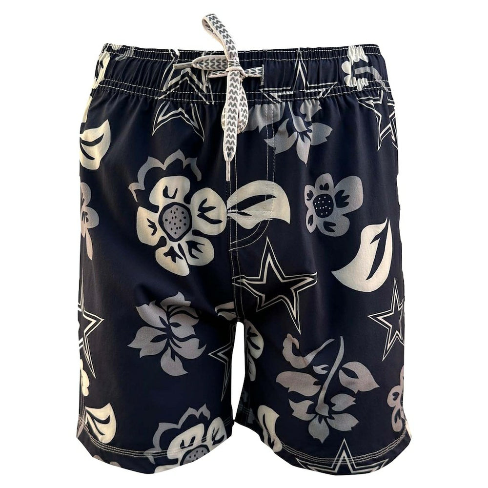 Dallas Cowboys Wes & Willy Youth Floral Volley Swim Trunks - Navy for sale