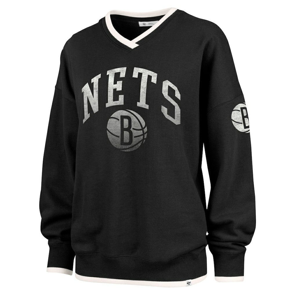 Brooklyn Nets '47 Women's Rise Wax Pack Daze '80s Oversize Pullover Sweatshirt - Black | 47 brand shop