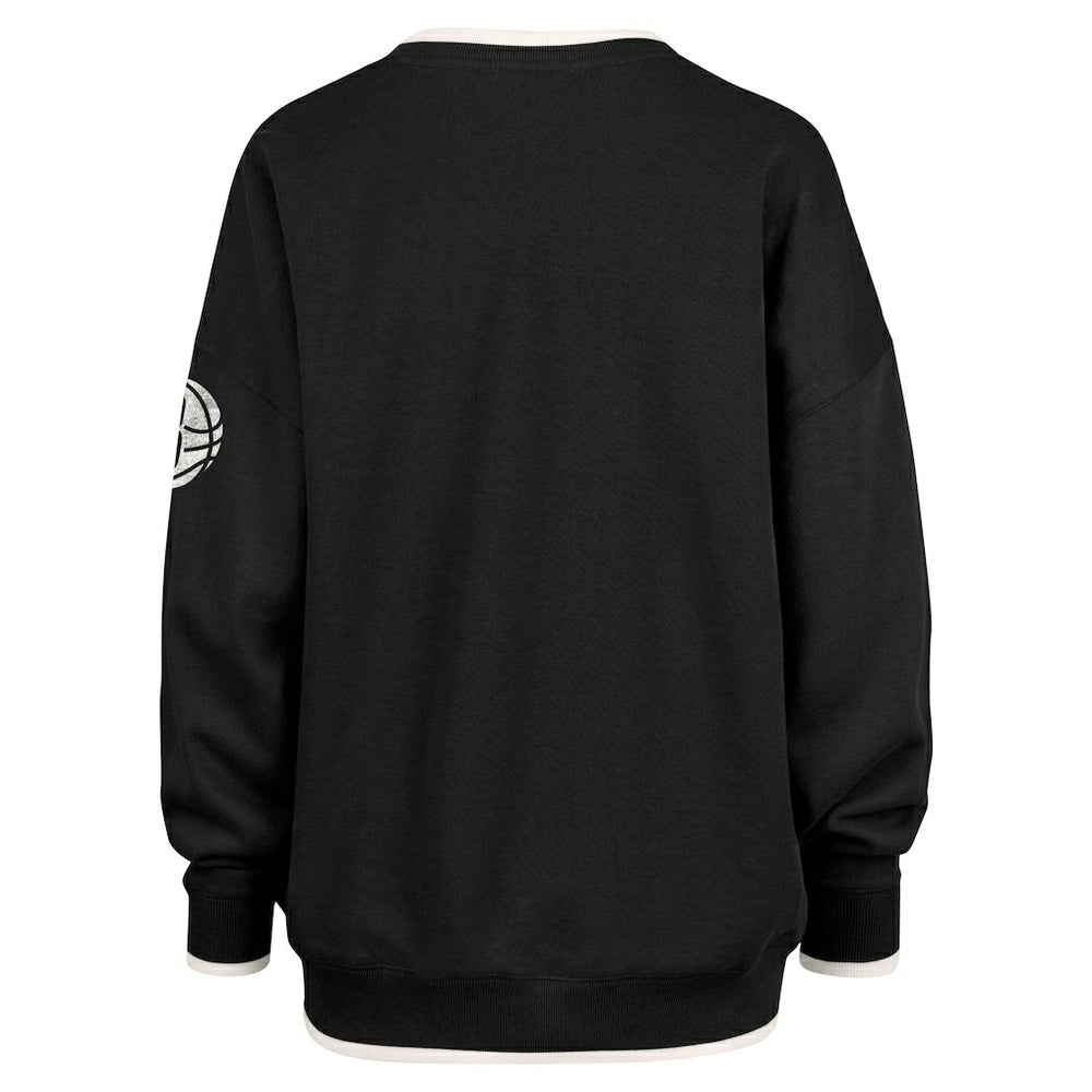 Brooklyn Nets '47 Women's Rise Wax Pack Daze '80s Oversize Pullover Sweatshirt - Black | 47 brand shop