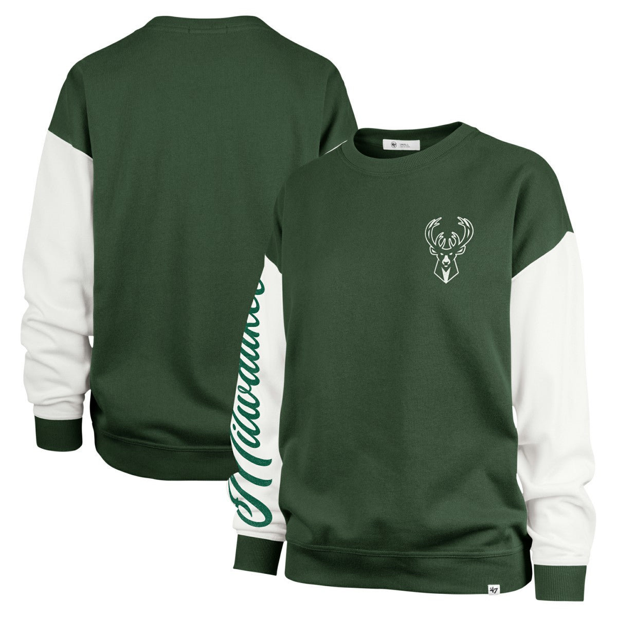 Milwaukee Bucks '47 Women's Rise Andie Oversized Pullover Sweatshirt - Hunter Green | 47 brand discount