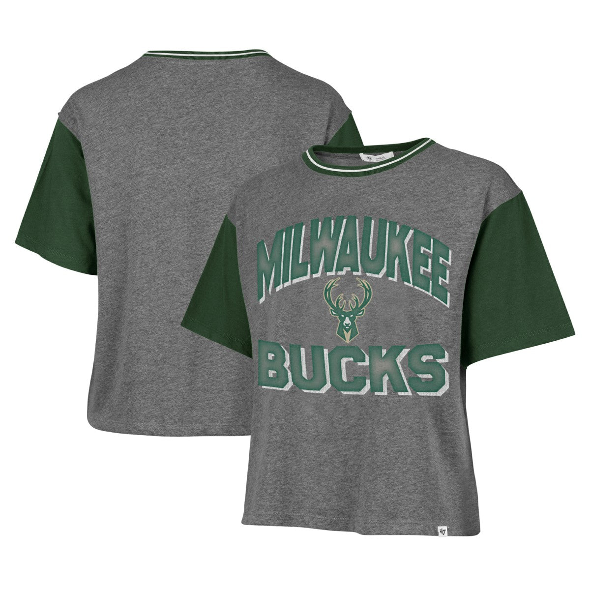 Milwaukee Bucks '47 Women's Rise Clubhouse Ziggy Color Block T-Shirt - Gray | 47 brand outlet