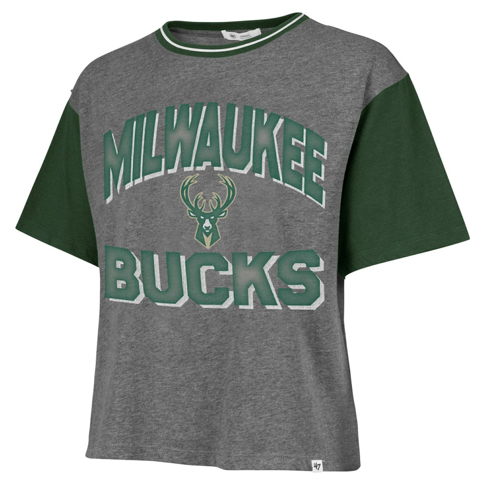 Milwaukee Bucks '47 Women's Rise Clubhouse Ziggy Color Block T-Shirt - Gray | 47 brand outlet